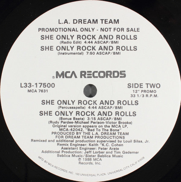 L.A. Dream Team : She Only Rock And Rolls (12", Promo)