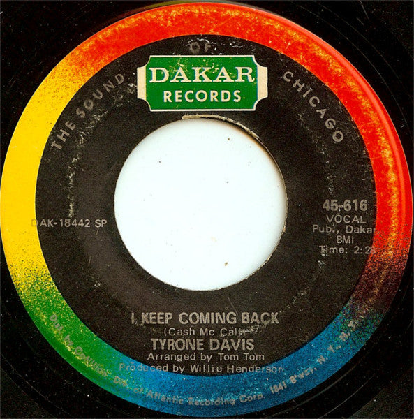 Tyrone Davis : Turn Back The Hands Of Time / I Keep Coming Back (7", Single, SP )