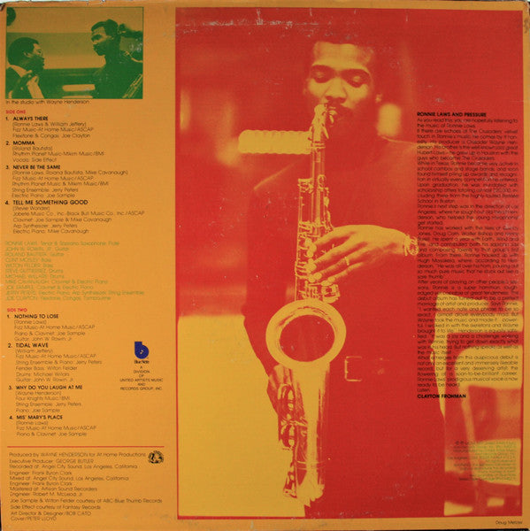 Ronnie Laws & Pressure (19) : Pressure Sensitive (LP, Album, Ter)