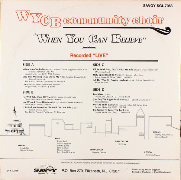 WYCB Community Choir : When You Can Believe (2xLP, Album)