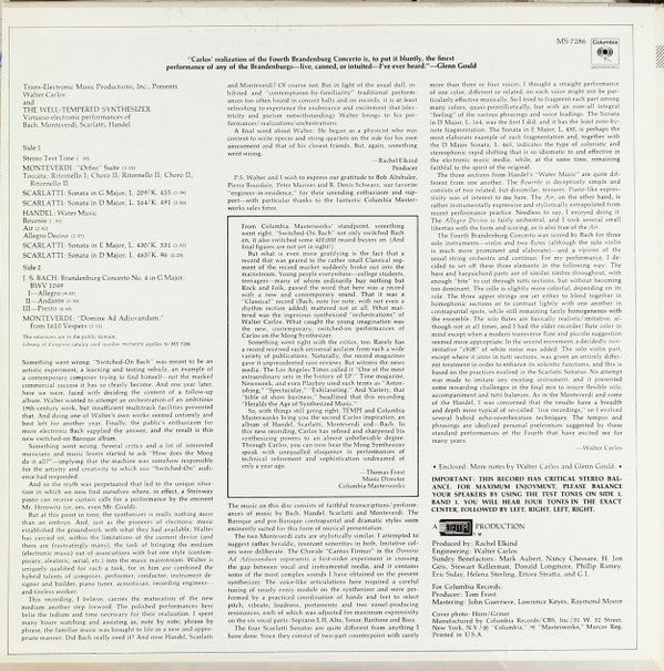 Walter Carlos : The Well-Tempered Synthesizer (LP, Album, Pit)