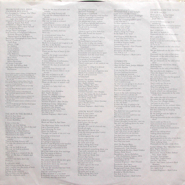 Paul Simon : Graceland (LP, Album, Spe)