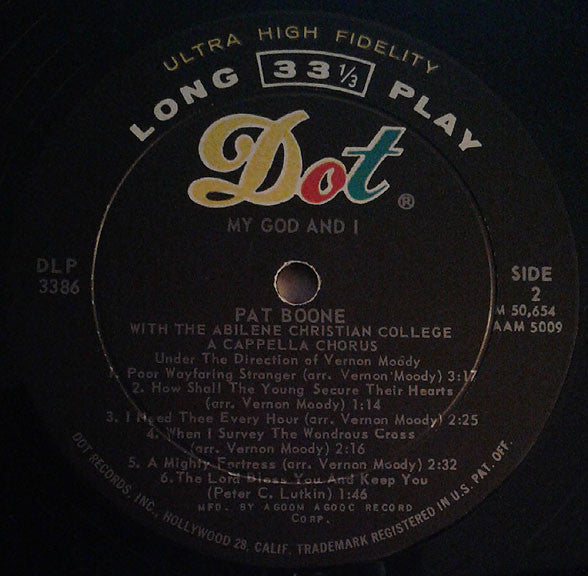 Pat Boone With The Abilene Christian College A Capella Chorus* Under The Direction Of Vernon Moody : My God And I (LP, Album, Mono)