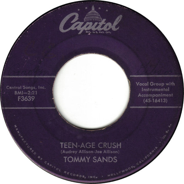 Tommy Sands : Teen-Age Crush / Hep Dee Hootie (7", Single, Scr)