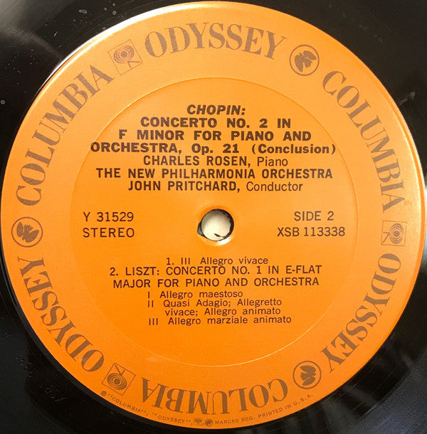 Chopin* / Liszt*, Charles Rosen, John Pritchard Conducting The New Philharmonia Orchestra* : Piano Concerto No.2 In F Minor / Piano Concerto No.1 In E-flat Major (LP)