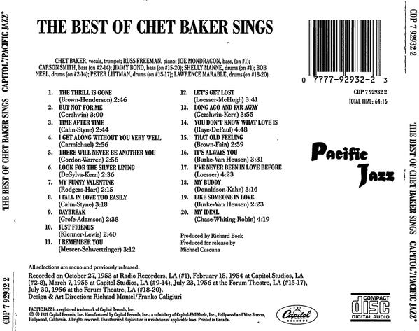 Chet Baker : The Best Of Chet Baker Sings (CD, Comp, Mono, RE, EMI)