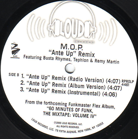 M.O.P. : Cold As Ice / Ante Up Remix  (12", Promo)