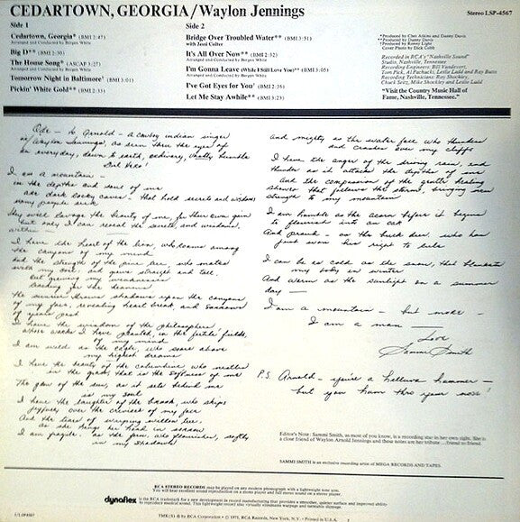 Waylon Jennings : Cedartown, Georgia (LP, Album, Hol)