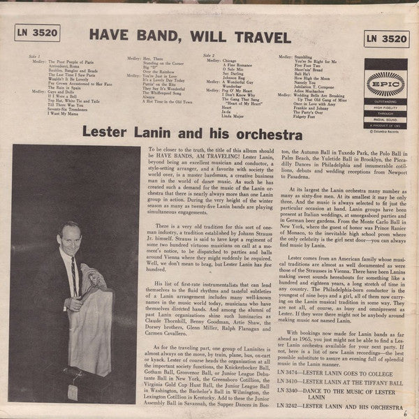 Lester Lanin And His Orchestra : Have Band, Will Travel (LP)