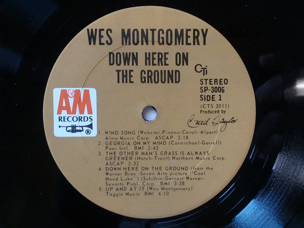Wes Montgomery : Down Here On The Ground (LP, Album, San)