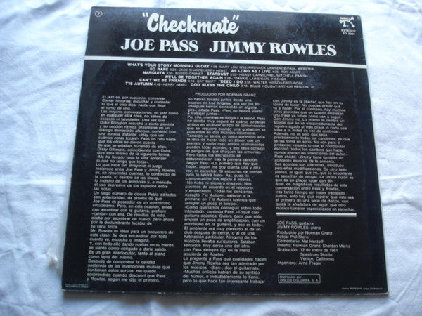 Joe Pass / Jimmy Rowles : Checkmate (LP, Album)