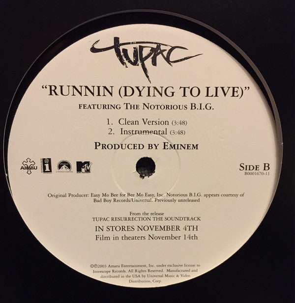 Tupac* Featuring The Notorious B.I.G.* : Runnin (Dying To Live) (12")