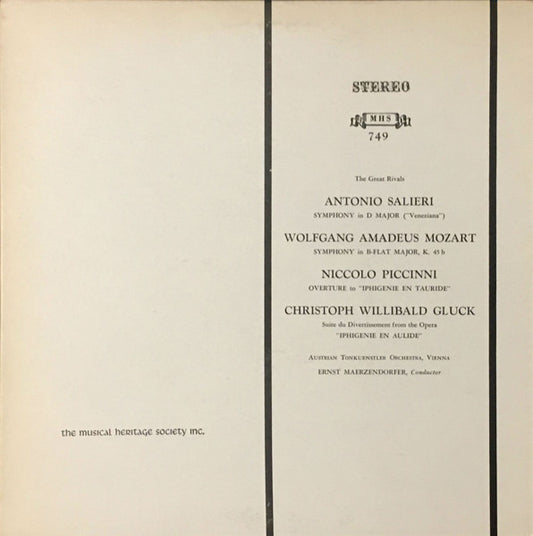 Antonio Salieri, Wolfgang Amadeus Mozart, Niccolò Piccinni, Christoph Willibald Gluck - Austrian Tonkuenstler Orchestra, Vienna*, Ernst Maerzendorfer* : The Great Rivals (LP)