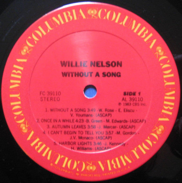 Willie Nelson : Without A Song (LP, Album, Car)