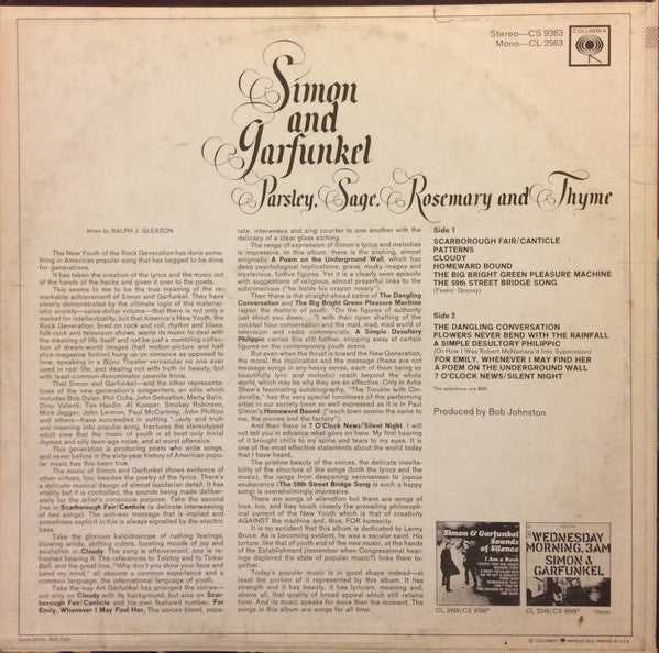 Simon And Garfunkel* : Parsley, Sage, Rosemary And Thyme (LP, Album, RE, Pit)