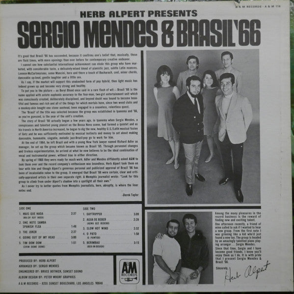 Herb Alpert Presents Sergio Mendes & Brasil '66* : Herb Alpert Presents Sergio Mendes & Brasil '66 (LP, Album, RP, Pit)