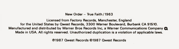 New Order : True Faith / 1963 (12", Maxi, All)