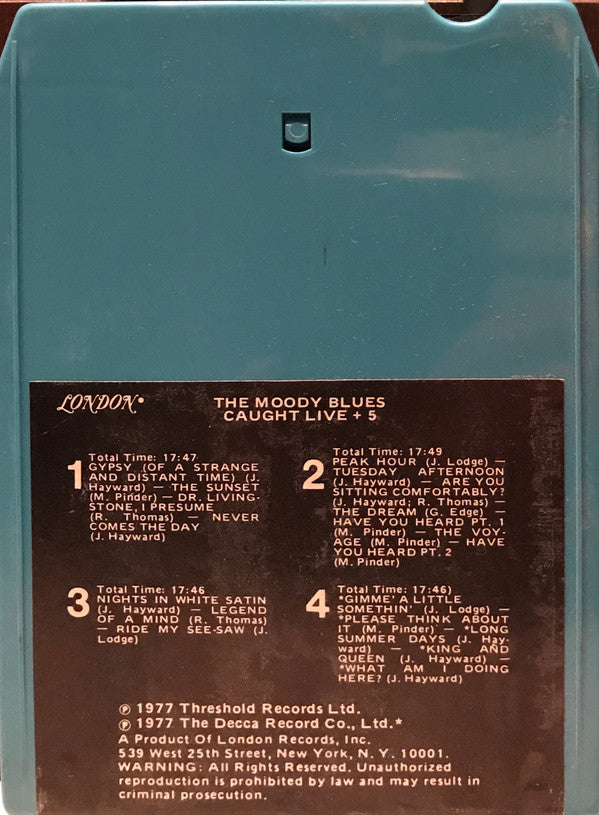 The Moody Blues : Caught Live +5 (8-Trk, Album)