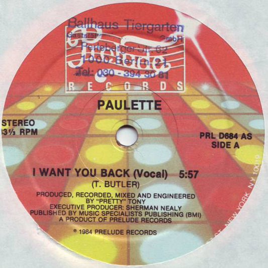 Paulette : I Want You Back (12", Single)