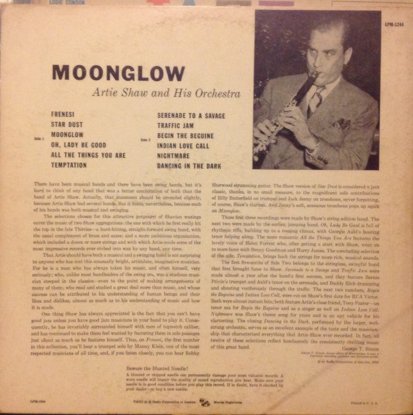 Artie Shaw And His Orchestra : Moonglow (LP, Comp, Mono)