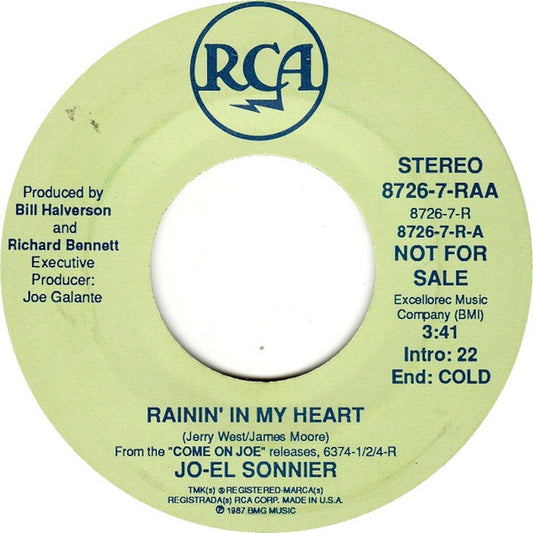 Jo-El Sonnier : Rainin' In My Heart  (7", Single, Promo)