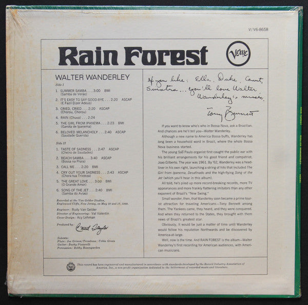 Walter Wanderley : Rain Forest (LP, Album, Mono)