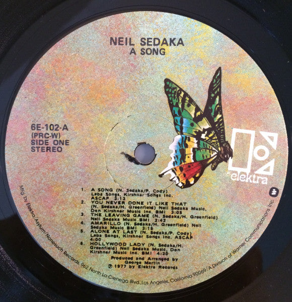 Neil Sedaka : A Song (LP, Album, PRC)
