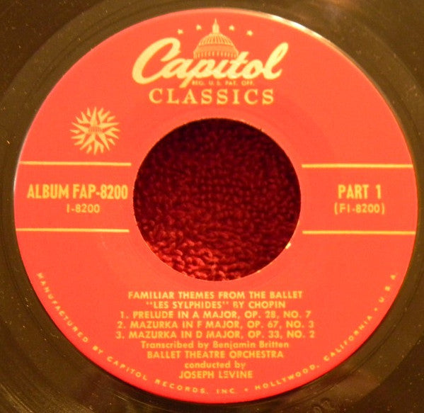 Joseph Levine & The Ballet Theatre Orchestra* : Chopin - Familiar Themes From The Ballet Les Sylphides  (7", EP)