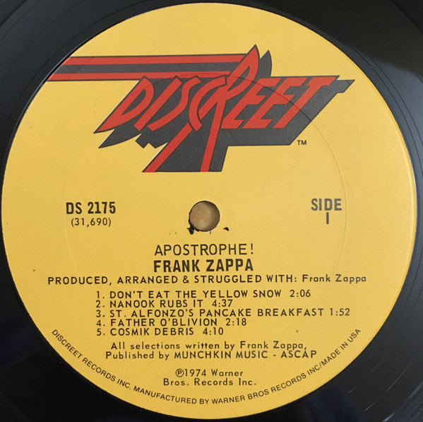 Frank Zappa : Apostrophe (') (LP, Album, Pit)