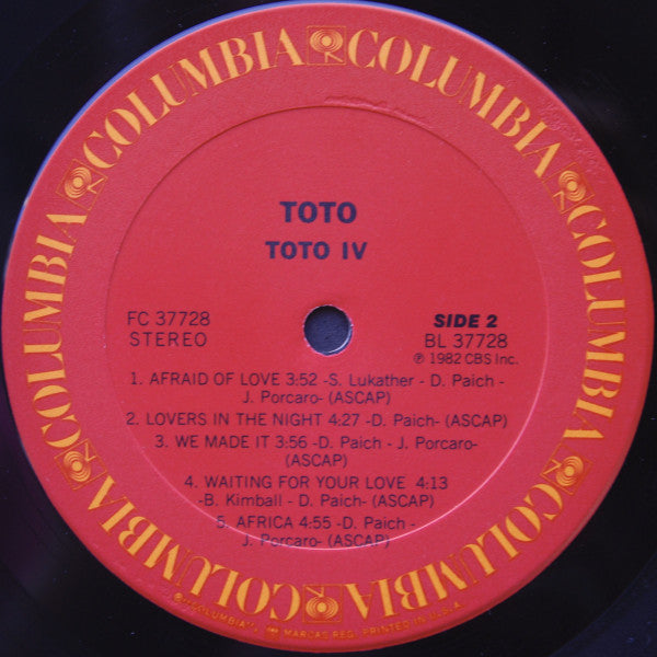 Toto : Toto IV (LP, Album, Car)