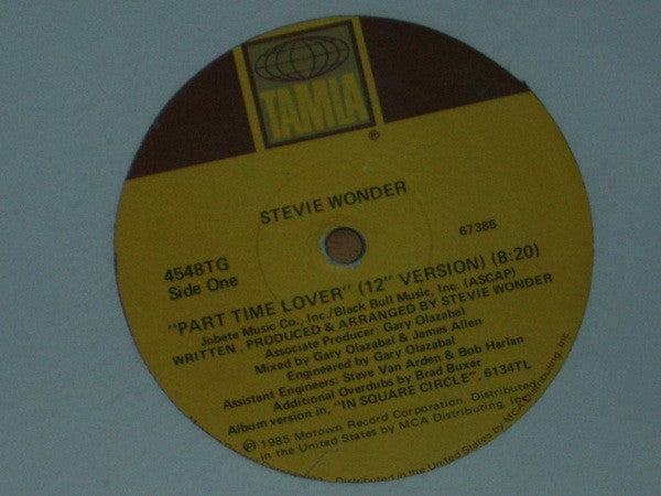 Stevie Wonder : Part-Time Lover (12" Version) (12", Single)