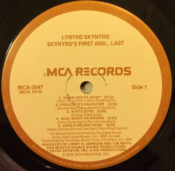 Lynyrd Skynyrd : Skynyrd's First And... Last (LP, Album, Gat)