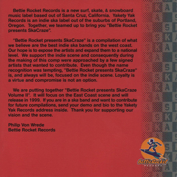 Various : Bettie Rocket Presents : SkaCraze (CD, Comp)