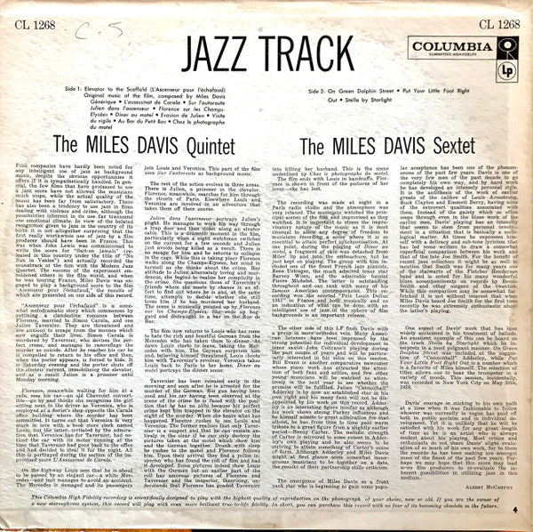 Miles Davis : Jazz Track (LP, Album, Mono)