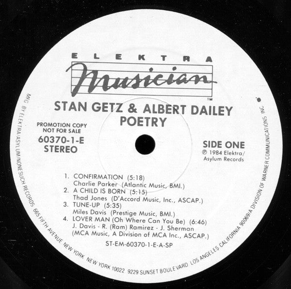 Stan Getz & Albert Dailey : Poetry (LP, Album, Promo)