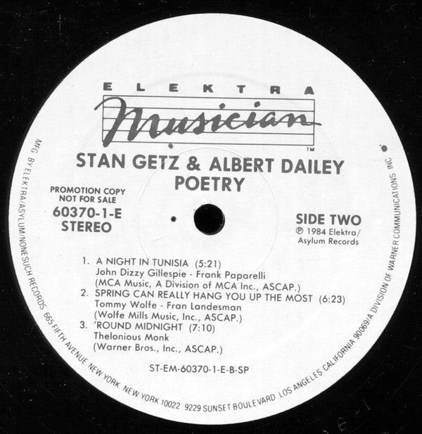 Stan Getz & Albert Dailey : Poetry (LP, Album, Promo)