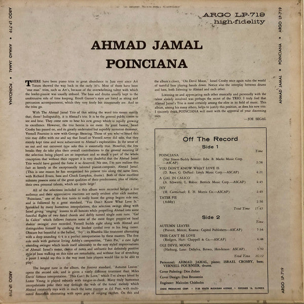 Ahmad Jamal : Poinciana (LP, Album)