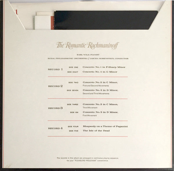 Earl Wild, Royal Philharmonic Orchestra, Jascha Horenstein : The Romantic Rachmaninoff: The Complete Piano Concertos (4xLP + Box, Sli)