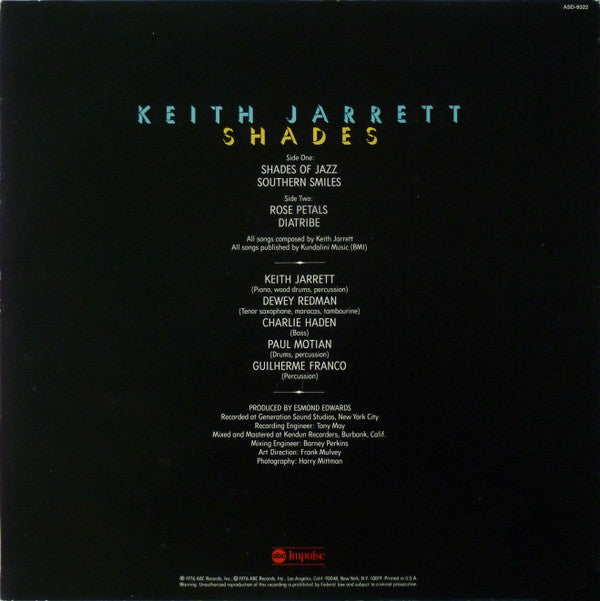 Keith Jarrett : Shades (LP, Album, San)