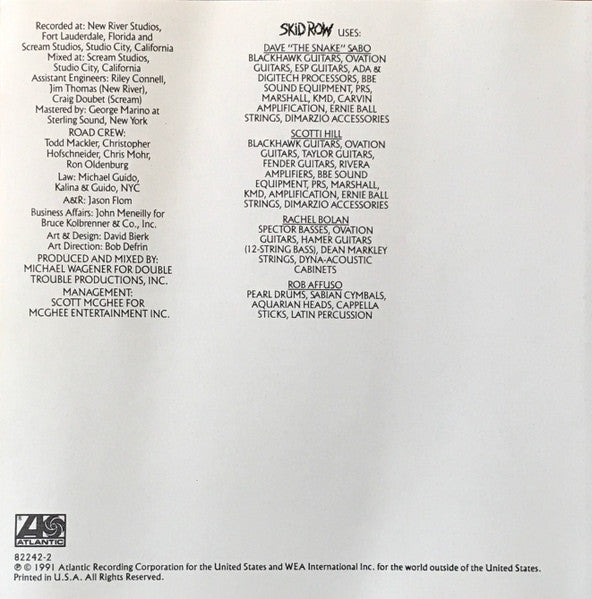 Skid Row : Slave To The Grind (CD, Album)