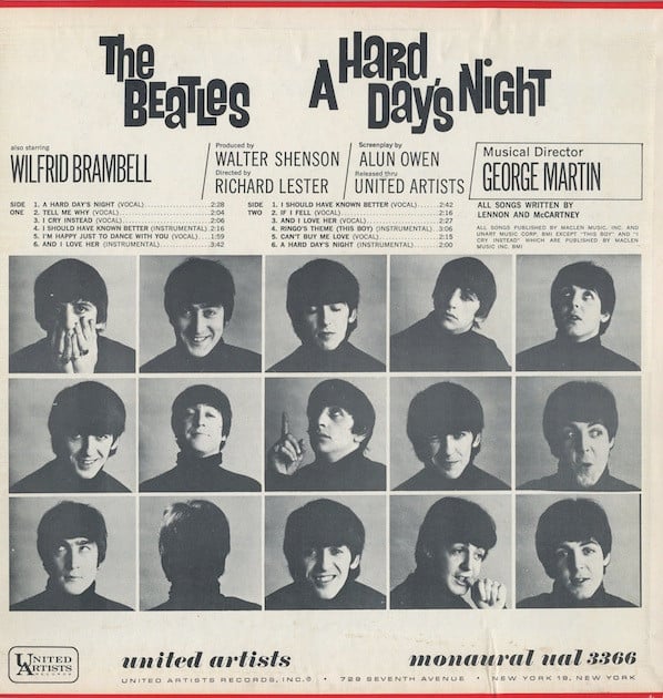 The Beatles : A Hard Day's Night (Original Motion Picture Sound Track) (LP, Album, Mono)