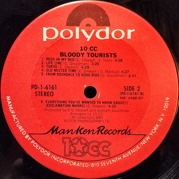 10cc : Bloody Tourists (LP, Album, Ter)