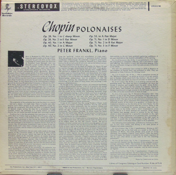 Chopin* – Peter Frankl : Polonaises (LP)