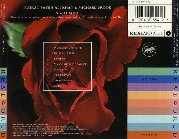 Nusrat Fateh Ali Khan & Michael Brook : Night Song (CD, Album)