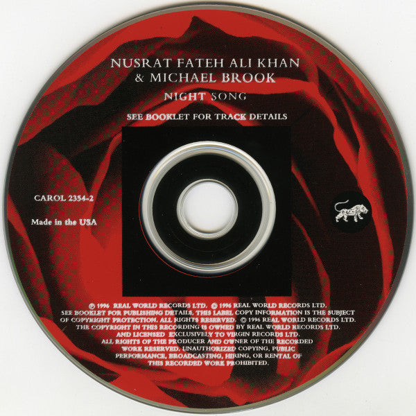 Nusrat Fateh Ali Khan & Michael Brook : Night Song (CD, Album)
