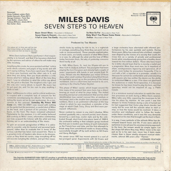 レコード Miles Davis Seven Steps US MONO初回LP