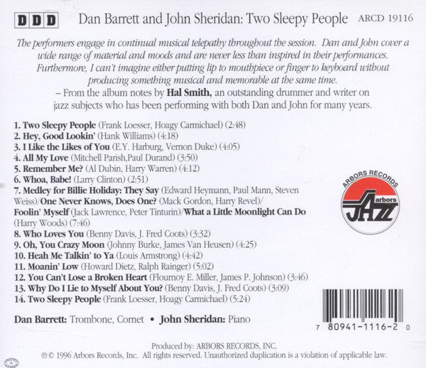 Dan Barrett (3), John Sheridan : Two Sleepy People (CD, Album)