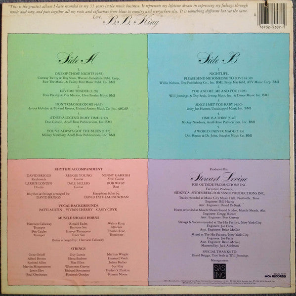 B.B. King : Love Me Tender (LP, Album, Pin)