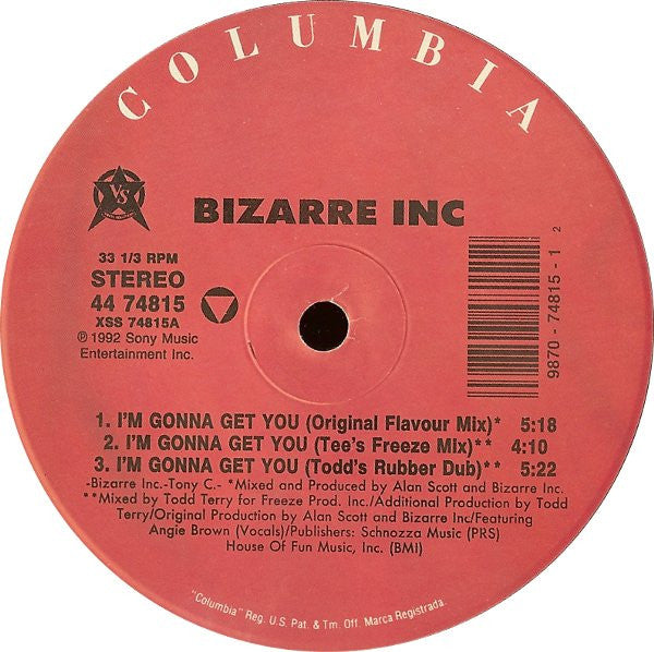 Bizarre Inc Featuring Angie Brown : I'm Gonna Get You (12")