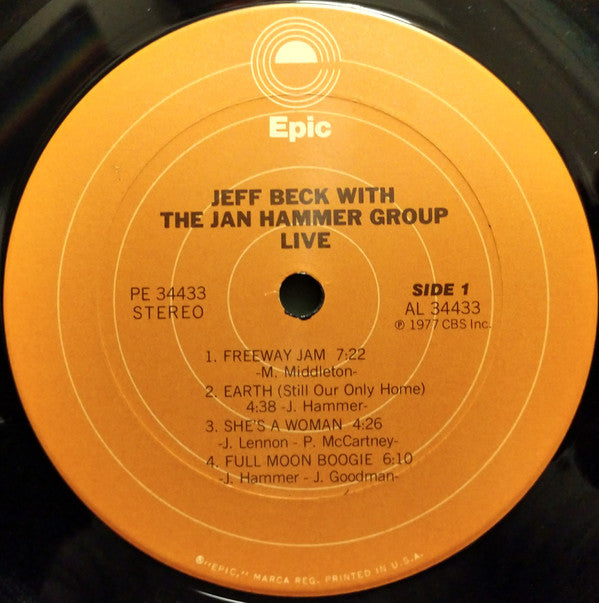 Jeff Beck With The Jan Hammer Group : Live (LP, Album, Pit)